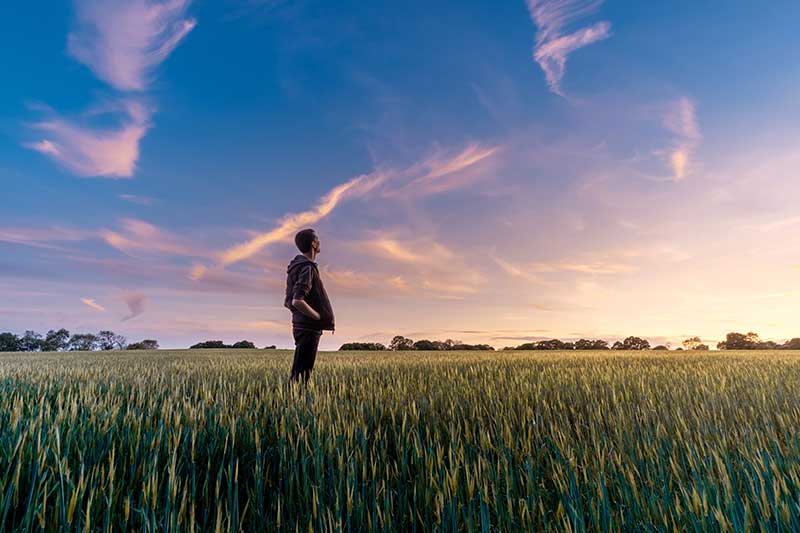 A person standing in a field