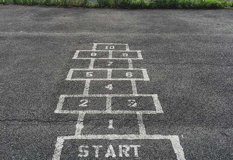 A hopscotch game