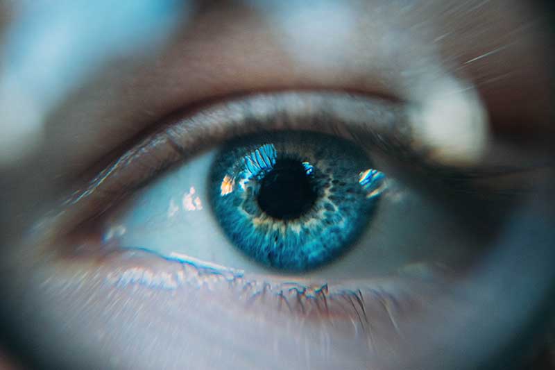 A womans blue eye